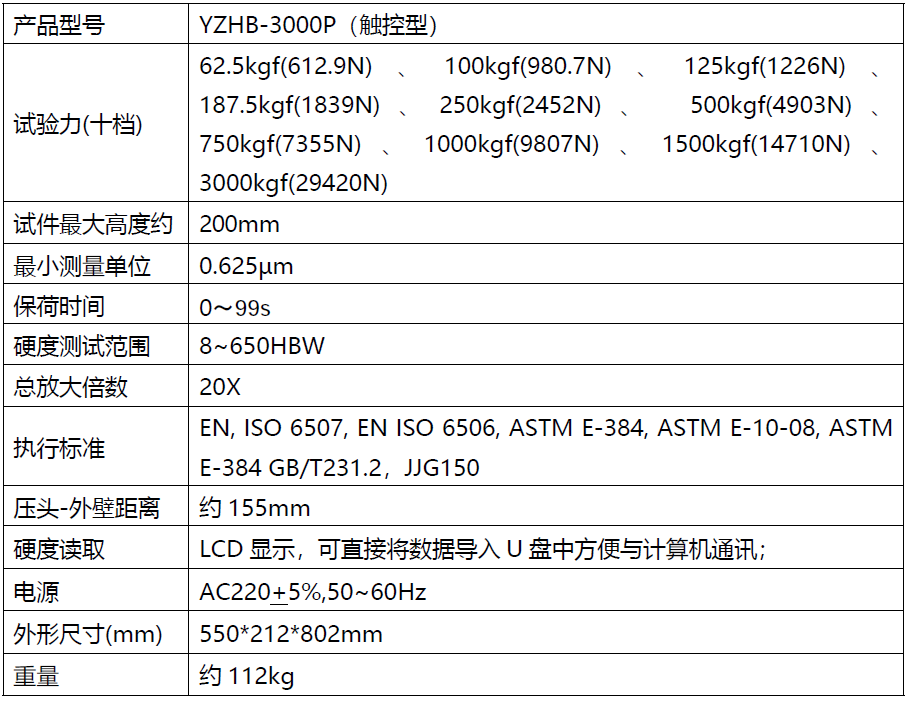 YDHB-3000P 触摸屏数显布氏硬度计介绍(YDHB-3000P 触摸屏数显布氏硬度计产品详情)(图1)