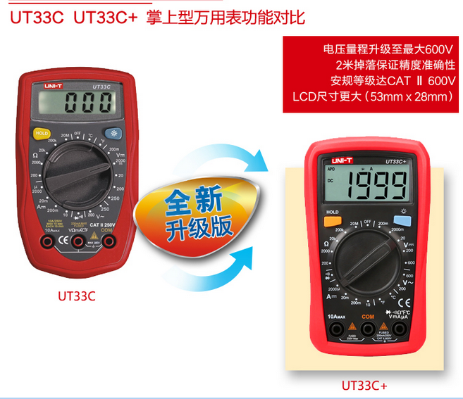 优利德 数字万用表 数显小型家用型 掌上袖珍式高精度*表 UT33B+ 介绍(优利德 数字万用表 数显小型家用型 掌上袖珍式高精度*表 UT33B+ 产品详情)(图4)